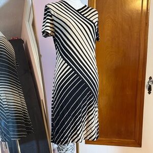 Gianfranco Ferre Black and White Striped Midi Dress